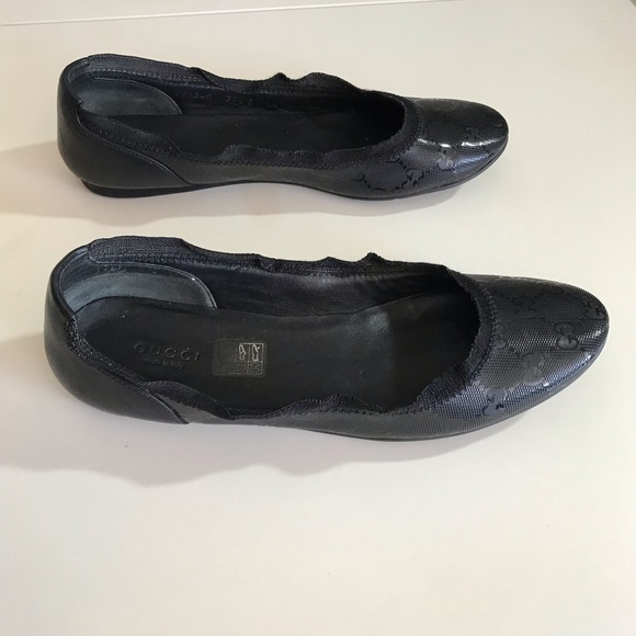Gucci Black GG Logo flats Size 7.5 G - Picture 10 of 16